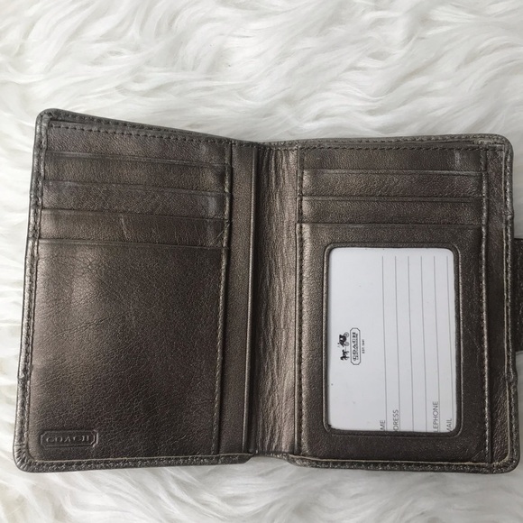 Coach Metallic Gold Leather Compact Wallet - Picture 4 of 16
